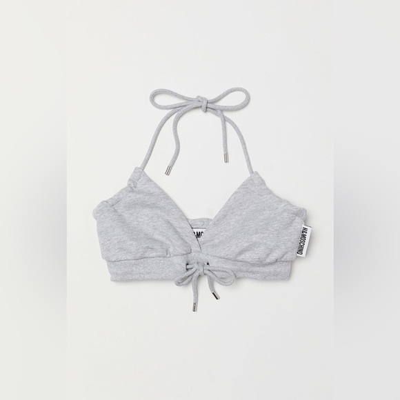 H&M MOSCHINO Women’s Heather Grey Tie Bra Halter Midriff Top NWOT Size 38 6 - Picture 6 of 6